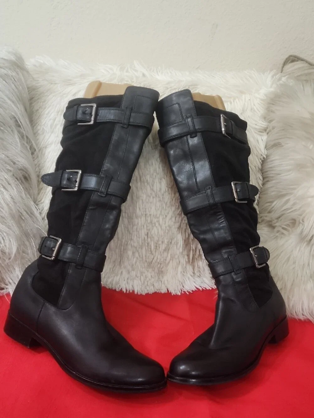 Cole Haan Nike Air Black Over-the-Knee Buckle Riding Boots